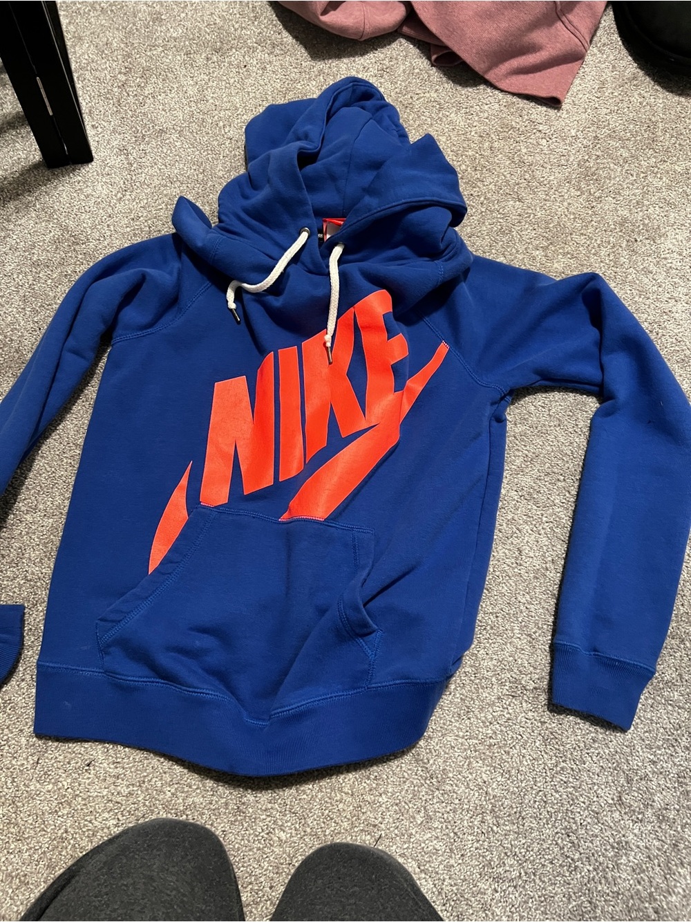 Nike Blue Hoodie with Bold Orange Logo
